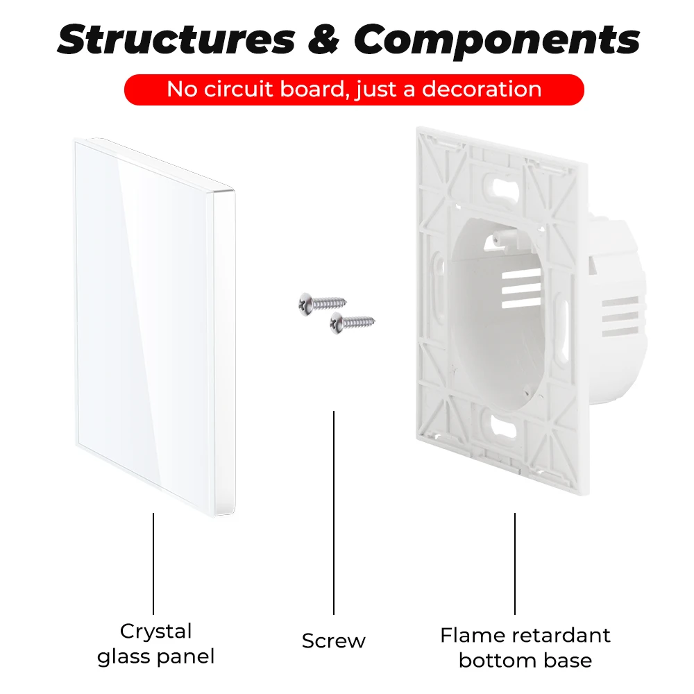 Прозрачный декоративный настенный выключатель SMATRUL нижняя коробка закаленное