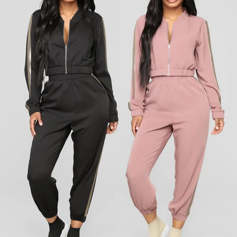 

2020 Women's Tracksuit Sets Long Sleeve Sweatsuits Outfits Casual Sweatshirt Jogging Sweatpants Suit Zipper Solid Sport Set