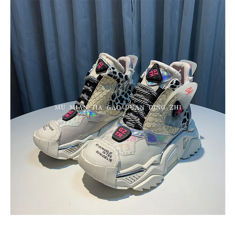 RY-RELAA women sneakers fashion high top sneakers ins wedge sneakers Genuine Leather rhinestone shoes white platform shoes