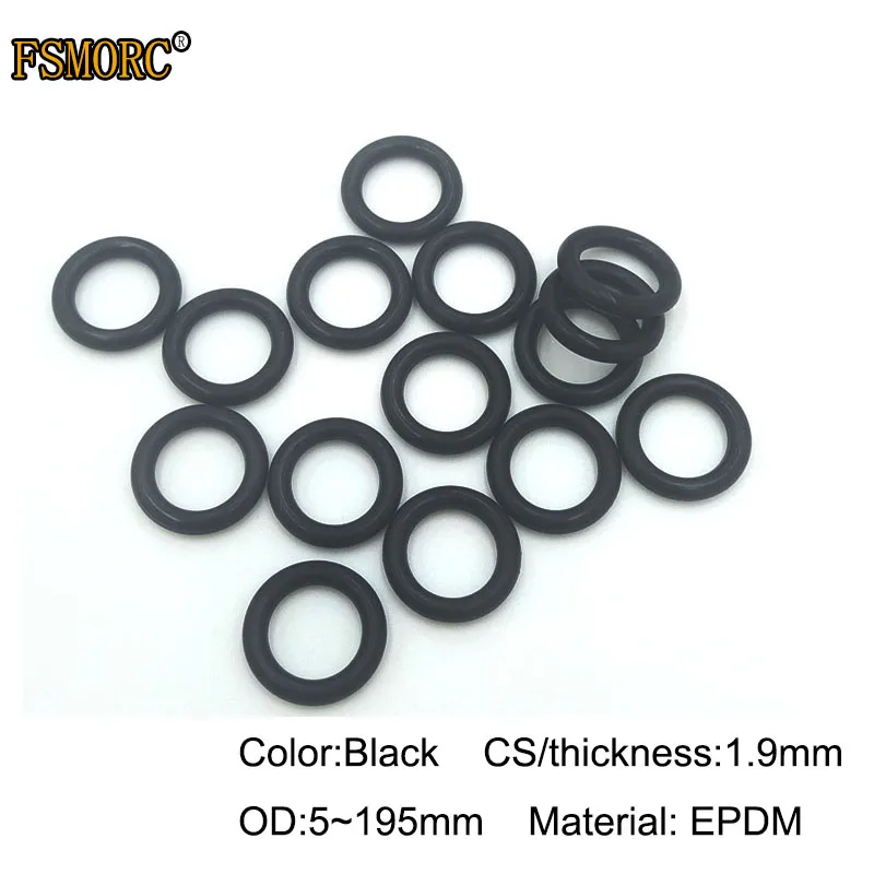 

OD5mm~195mm*1.9mm толщина/CS Черные уплотнительные кольца из EPDM, устойчивость к кислотам и щелочам, водонепроницаемость и уплотнительное кольцо с защитой от трения
