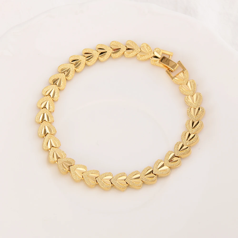 

Real 18 K Gold Color Jewelry Bracelets for Women and Men Fine Pulseira Feminina Wedding Bizuteria 24 K Gold Engagement Bracelet