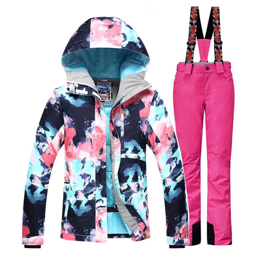 Цветной женский костюм для снежной погоды водонепроницаемая и ветрозащитная