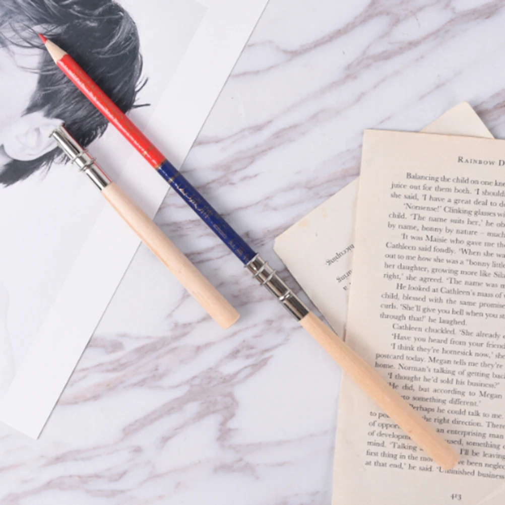 

2pcs Adjustable Wood Pencil Lengthener Single Pole Head Pencil Extender Holder Art Sketch Writing Tools Lengthening Bar Pencil