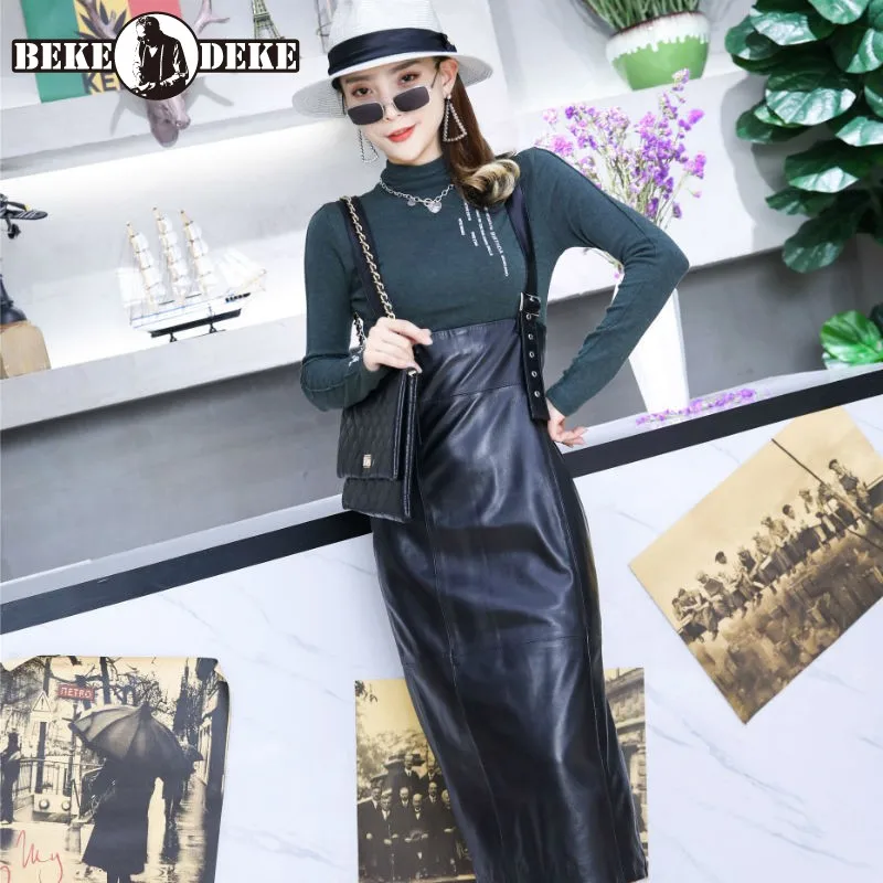 

OL/Стиль Женское платье из натуральной кожи Slim Fit с высокой талией платье на бретелях с бахромой; Соблазнительная девушка Обёрточная бумага т...