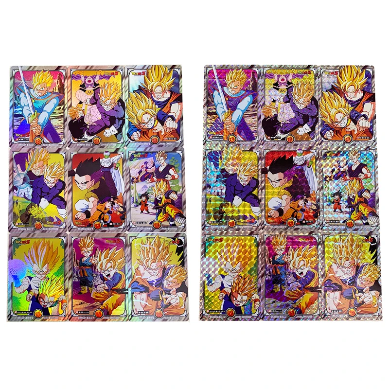 

Dragon Ball Z Flash Cards 9PCS Majin Buu Super Saiyan One Goku Vegeta Anime Refraction Technology Game Collection Flash Cards