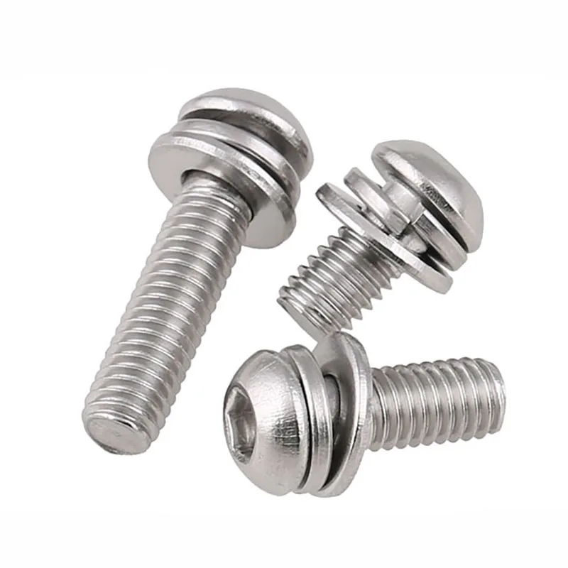 

HOONGKAI M3 M4 M5 M6 304 Stainless Steel Hexagon socket head Three Combination Screw Three Sem Screws With Washer