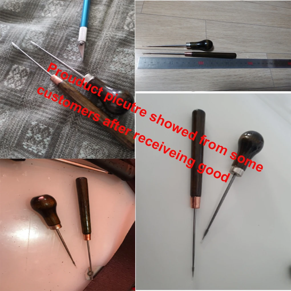 2 шт. прочная профессиональная кожа шило инструменты с деревянной ручкой для