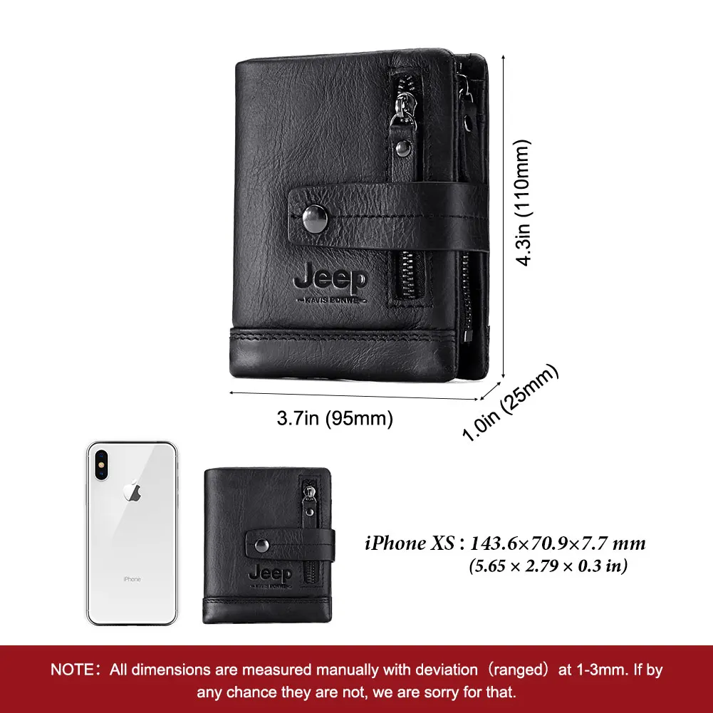 Кошелек мужской короткий на молнии с RFID-защитой и отделением для кредитных карт |