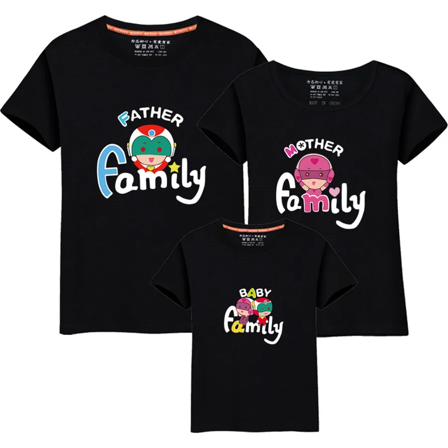 Одинаковая одежда для всей семьи Семейные футболки с мультипликационным принтом