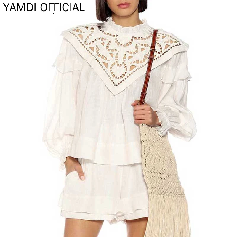 YAMDI женская блузка в богемном стиле Осень зима длинный рукав высокое качество