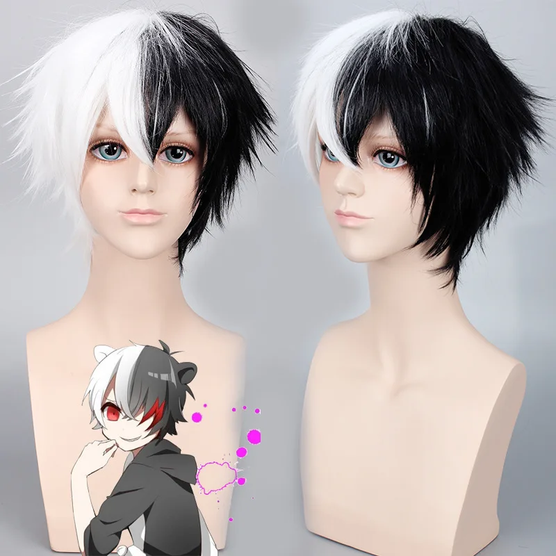 Dangan костюм Ronpa парик аниме Danganronpa Монокума Косплей женщин мужчин короткие белые