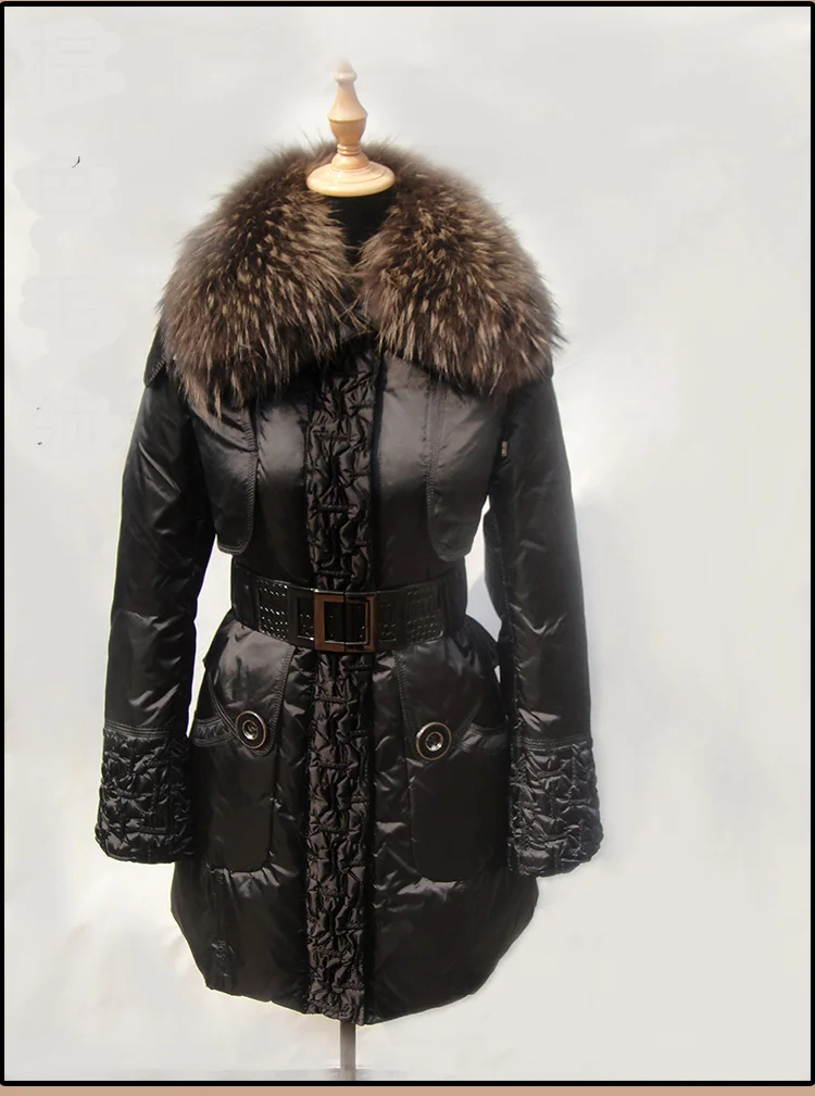 

Winter Jacket Women Parka Brand High Quality Wadded Jackets Female Pure Raccoon Fur Collar Coat Plus Size LX1272