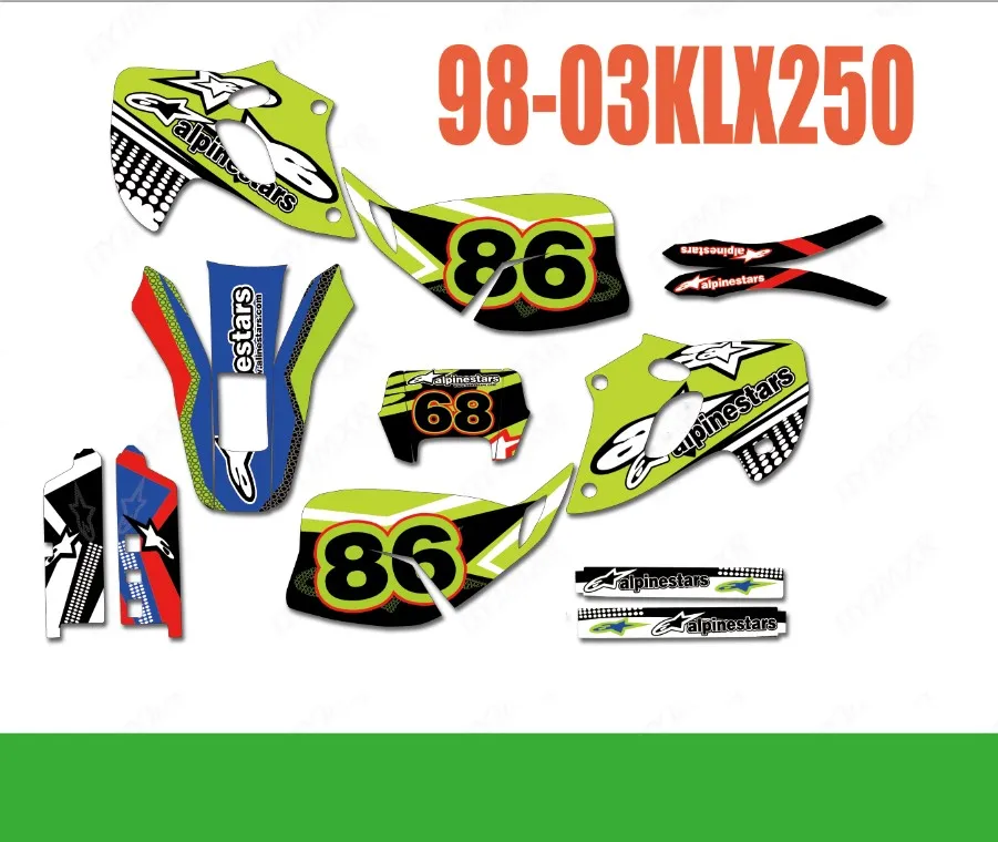 Команда Бесплатные Индивидуальные графика фоны наклейки Наборы для Kawasaki KLX250 KLX 250