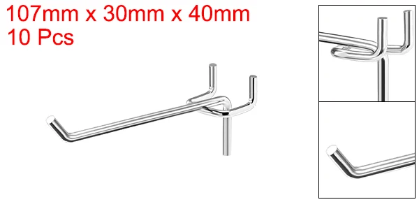 10.7cm10Pcs Uxcell 5 шт. или 10 шт. или 20 шт. железная сетка настенная Brack Серебряный тон крючки для настенных панелей PEG полки из досок Органайзер ассортимент части - Цвет: 10.7cm10Pcs