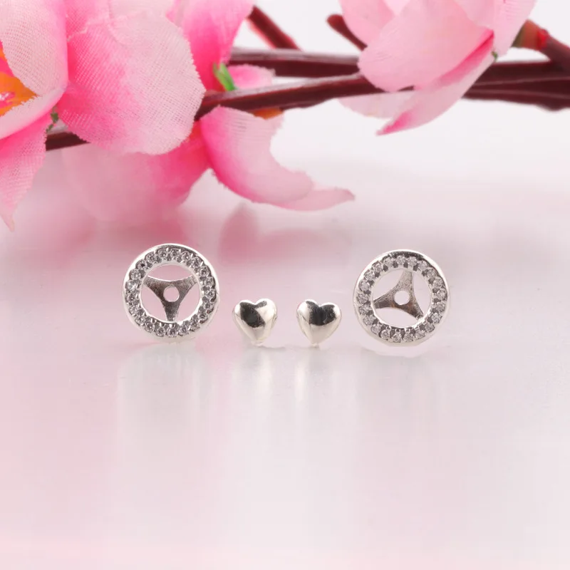 

Original S925 Sterling Silver Pan Earring New Detachable Elegant Temperament Eternal Heart Earrings For Wedding Fashion Jewelry