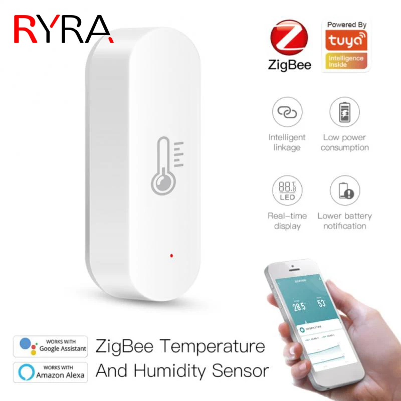 

Беспроводной умный датчик температуры и влажности Tuya ZigBee3.0, термометр, гигрометр для умного дома, работает с Alexa Google Home
