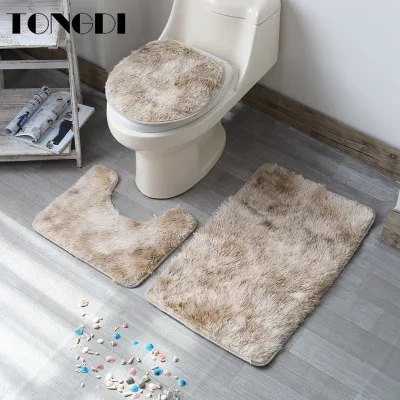 Коврик для ванной комнаты TONGDI набор туалета декоративный узор тиснение пушистый