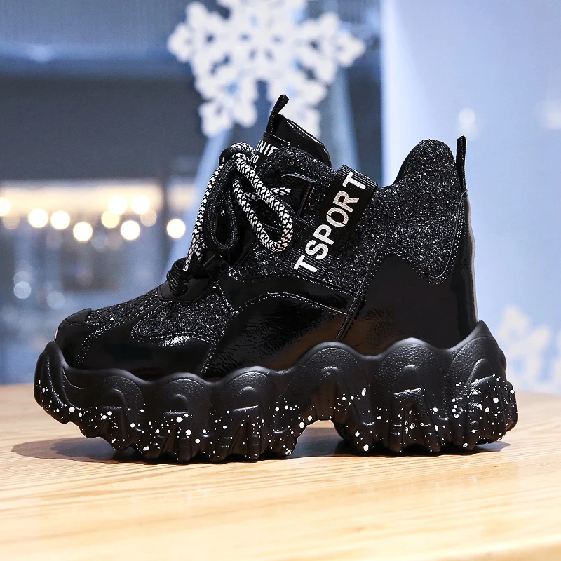 Кроссовки женские на платформе высокие со шнуровкой Повседневная модная обувь