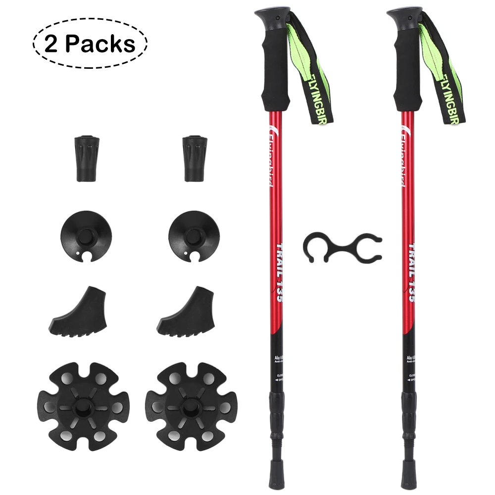 2 шт Регулируемый трекинговые палки Телескопические Алюминий Пеший Туризм