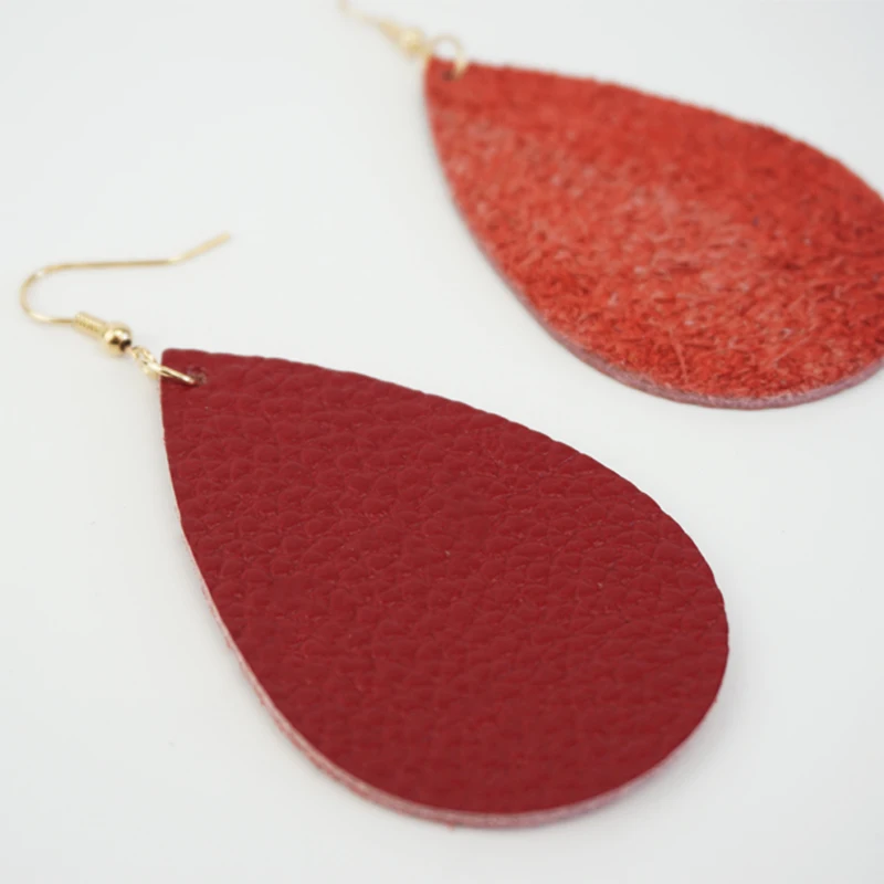 Женские серьги капельки M & G черные из натуральной кожи с каплями воды модные