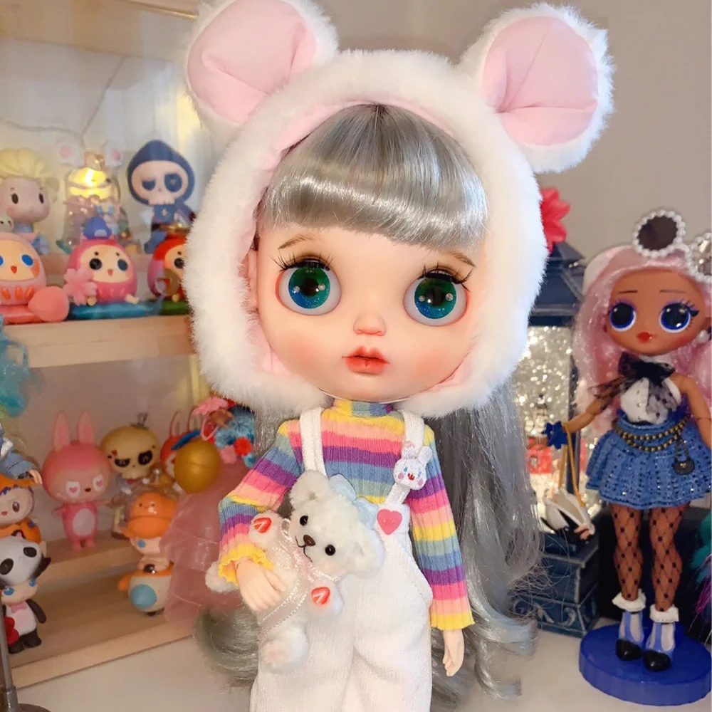 

Neo NBL 1/6 BJD Customized Frosted Face,Diy Handmade with Light gray wig Ball Jointed Doll With Sleep Eyes