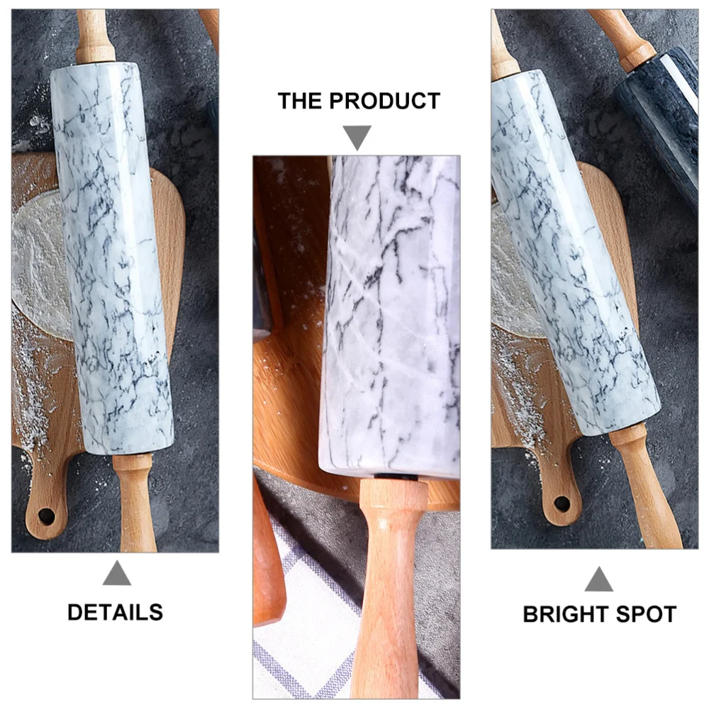 

Wooden Handle Rolling Pin Practical Dough Roller Marble Rolling Stick for Home