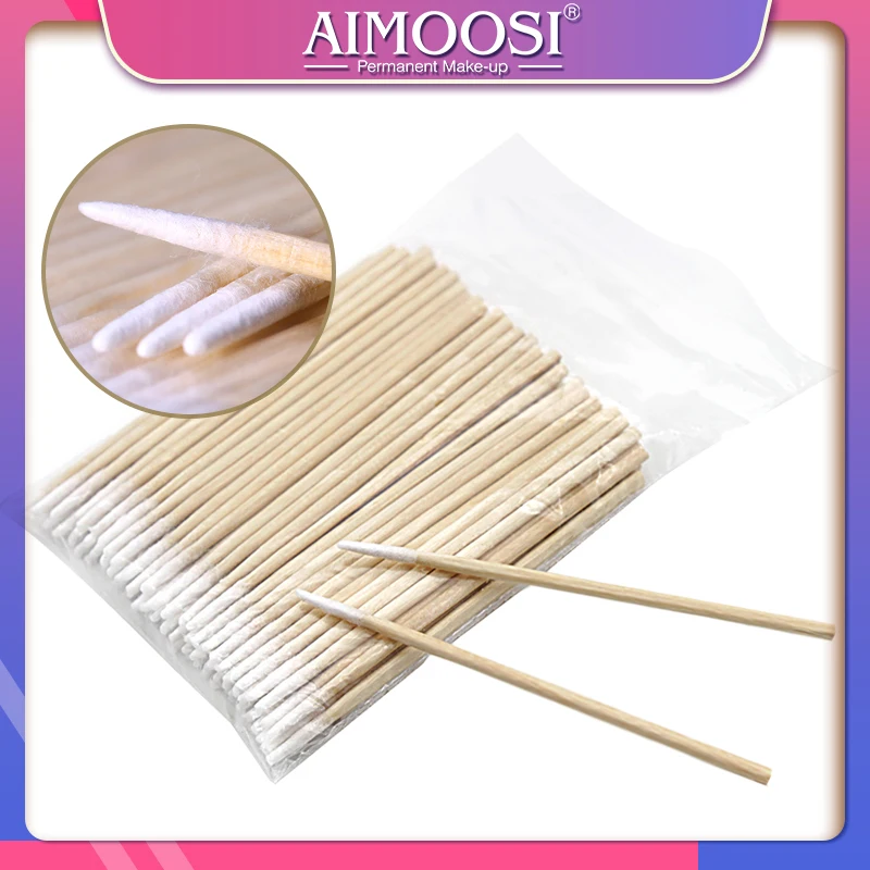5*100 шт./пакет ватные палочки тампоны деревянной ручкой татуировки макияж