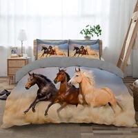 horse bedding set 3d custom design animal duvet cover sets white bed linen pillow cases full king queen super king twin size