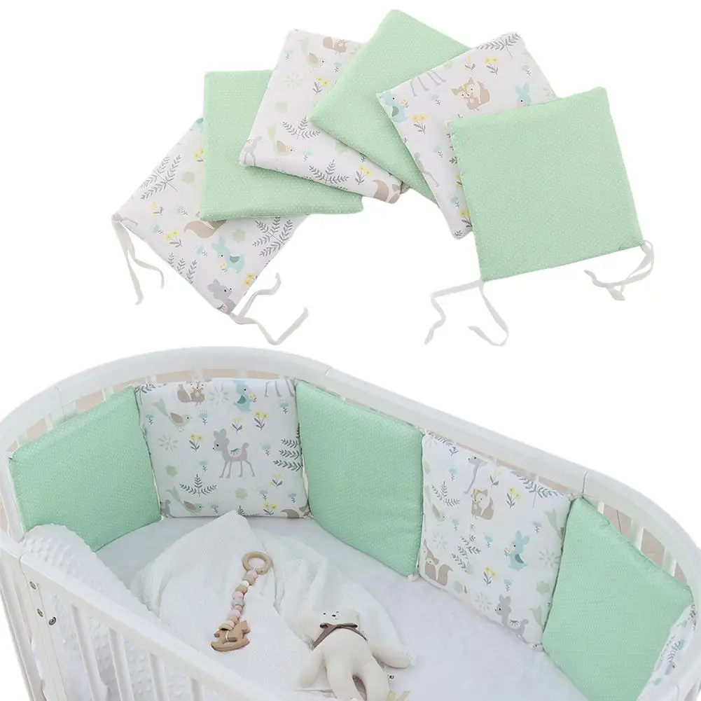 

Baby Cotton Crib Liner Beautiful And Cute Patterns Washable Crib Bumper Bed Guard Pads Hick And Elastic To Protect Your Baby