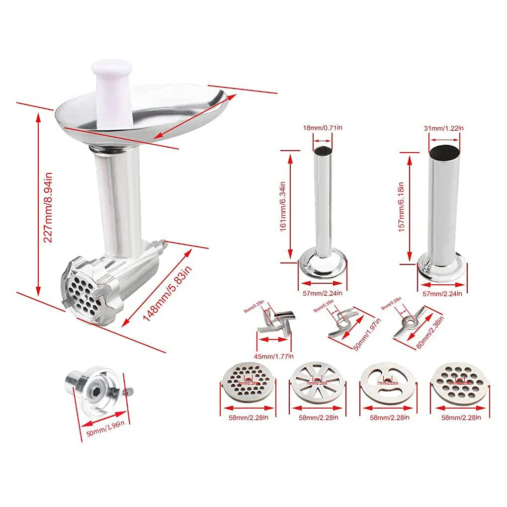 Stand Mixer Attachment Food Grinder Set Kitchen Grinding Tools for Kenwood Multi-functional Stainless Food Grinder Kitchen Tools images - 6