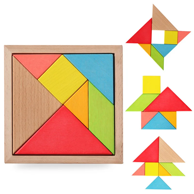 

Beech Tangram Children Education Wooden Toy Brain Development Plane Jigsaw Puzzle Rainbow Jigsaw Board Wholesale Halloween Gift