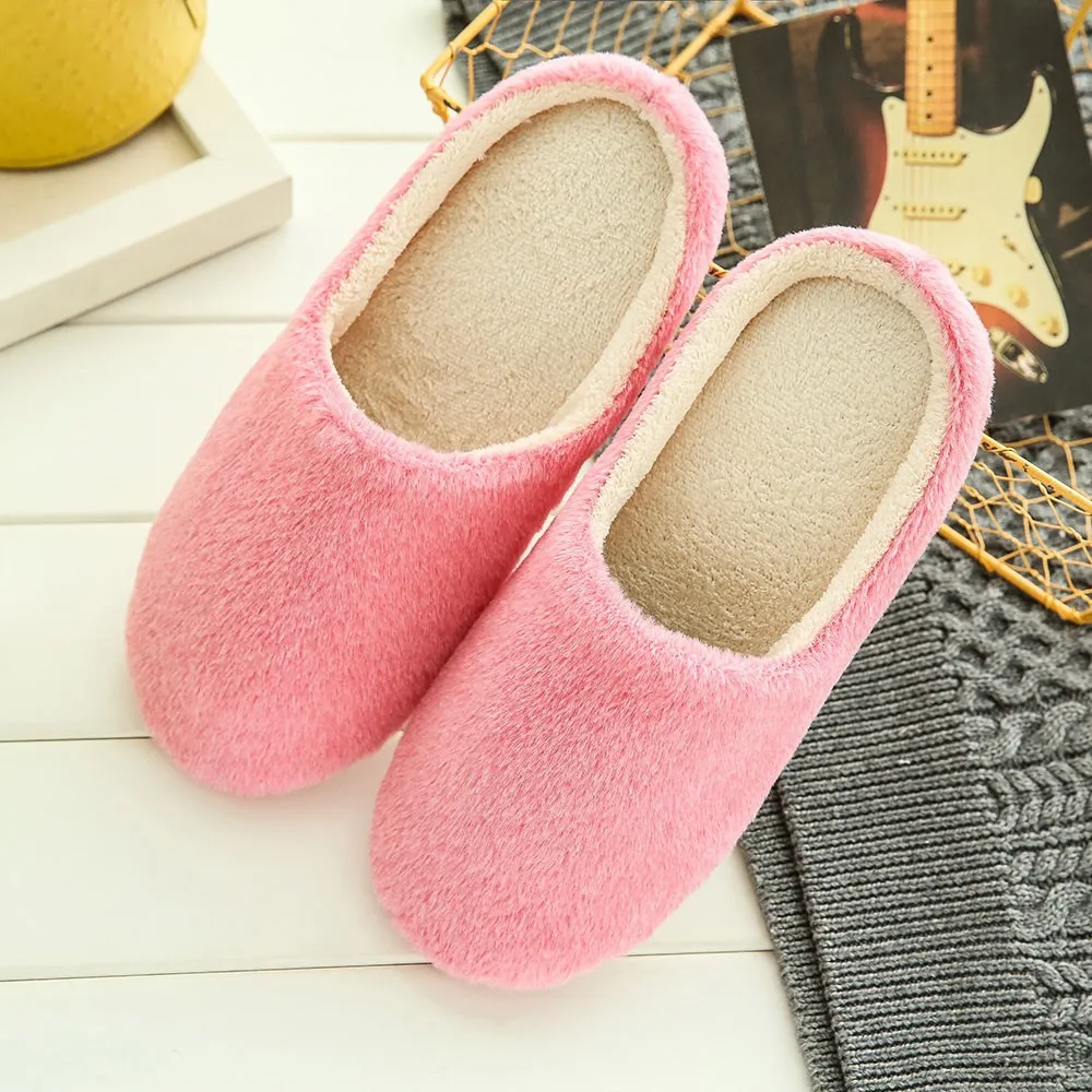 Зимние тапочки мягкая плюшевая однотонная домашняя хлопковая обувь унисекс