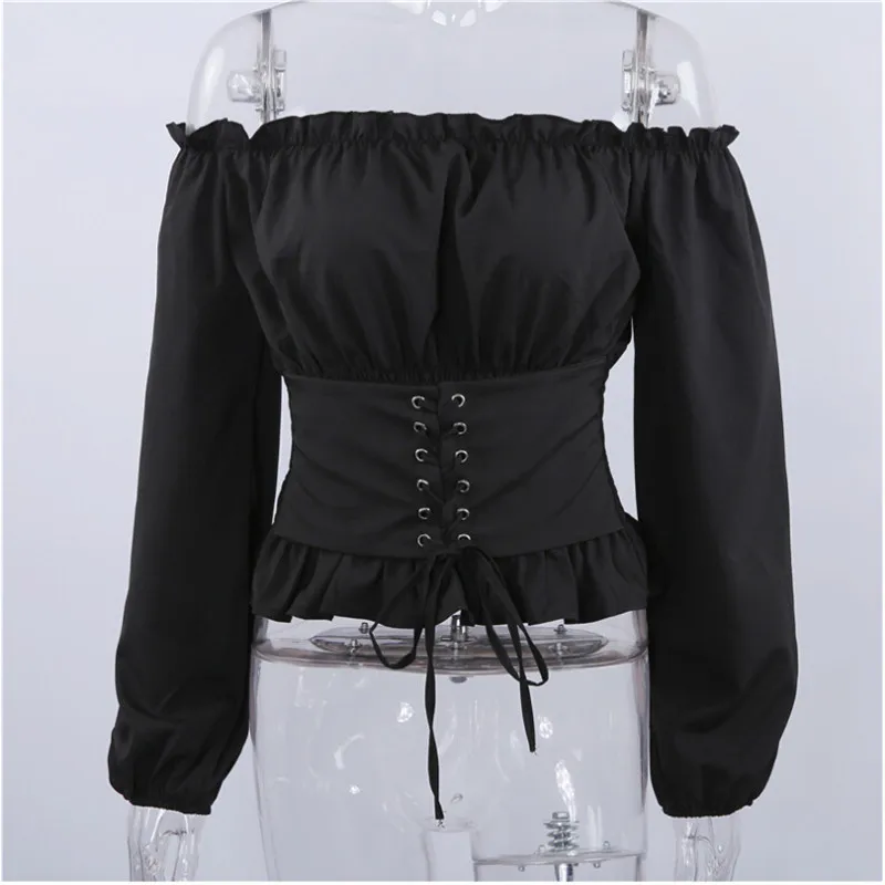 Женский атласный корсет с рукавами фонариками Размеры S/M/L|Блузки| |