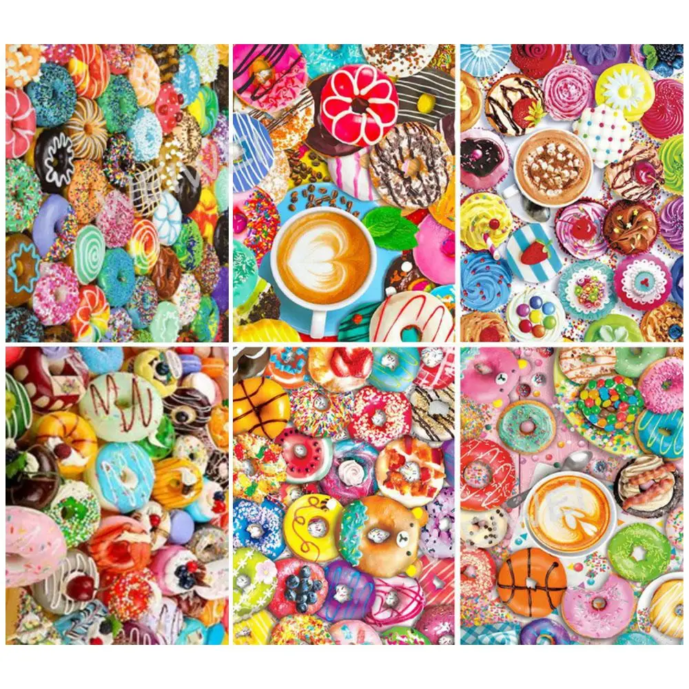 

Colorful Donuts Coffee Diamond Painting Cross Stitch Kit 5D Diy Diamond Embroidery Handicraft Handmade Gift Home Decor