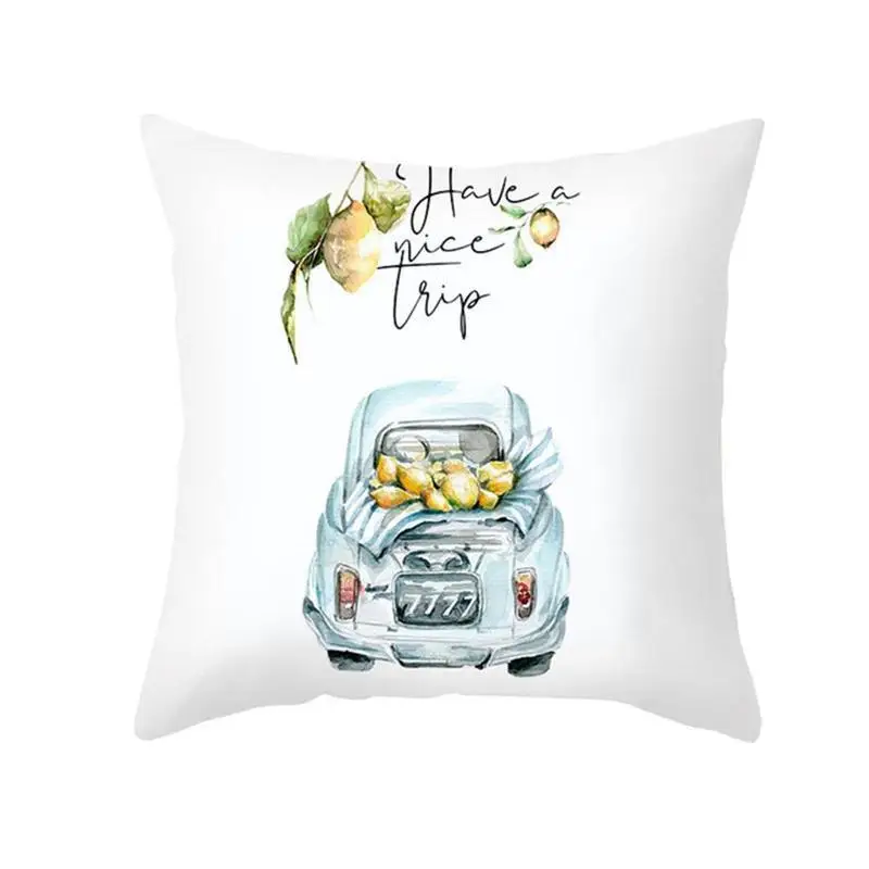 

Nordic Fresh Yellow Lemon Print Flowers Pastoral Modern Bed Pillows cover Sofa For Car 45x45cm Decorative Printed pillow K5A4