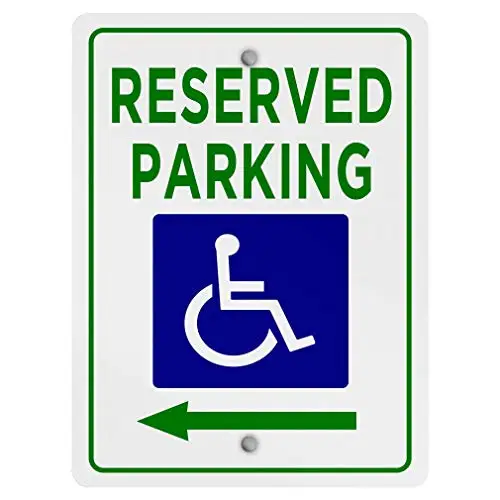 

Durable No Rust Business Sign 8X12 Reserved Parking W Handicapped Symbol W Left Arrow,Retro Vintage Chic Style Decorative Old Ho