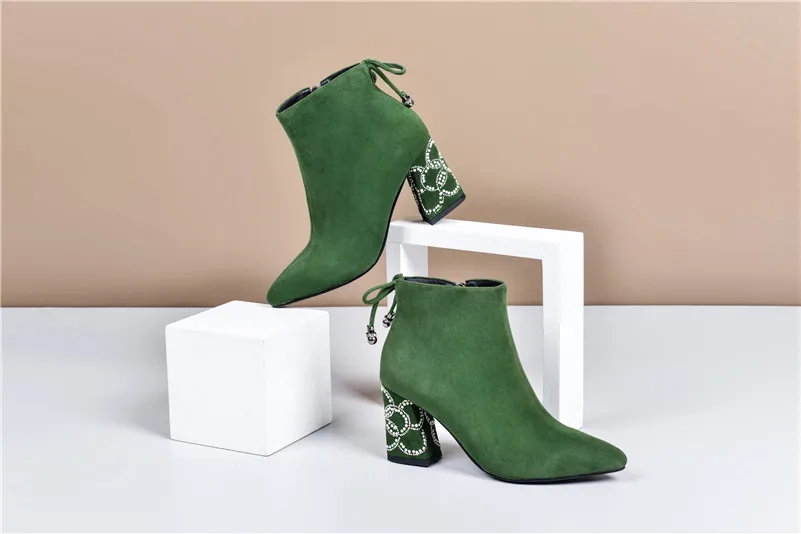 FEDONAS Pearl Embroider Women Ankle Boots High Heeled Prom Elegant Ladies Shoes Woman Warm Autumn and Winter Short Chelsea Boots