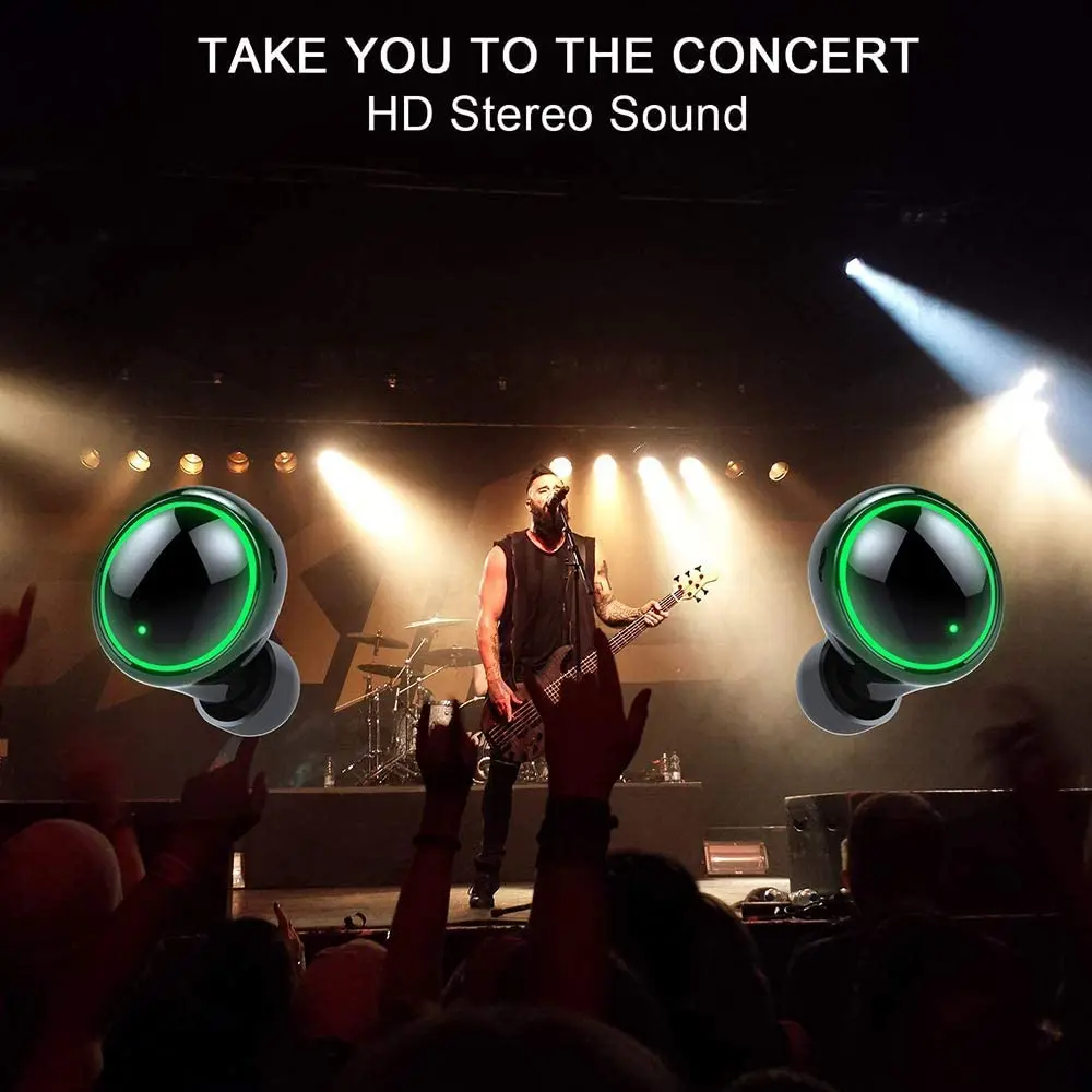

Wireless earplug Bluetooth 5.0 headset ip8 waterproof earplug 80 play time in ear headset with microphone deep bass 3D stereo