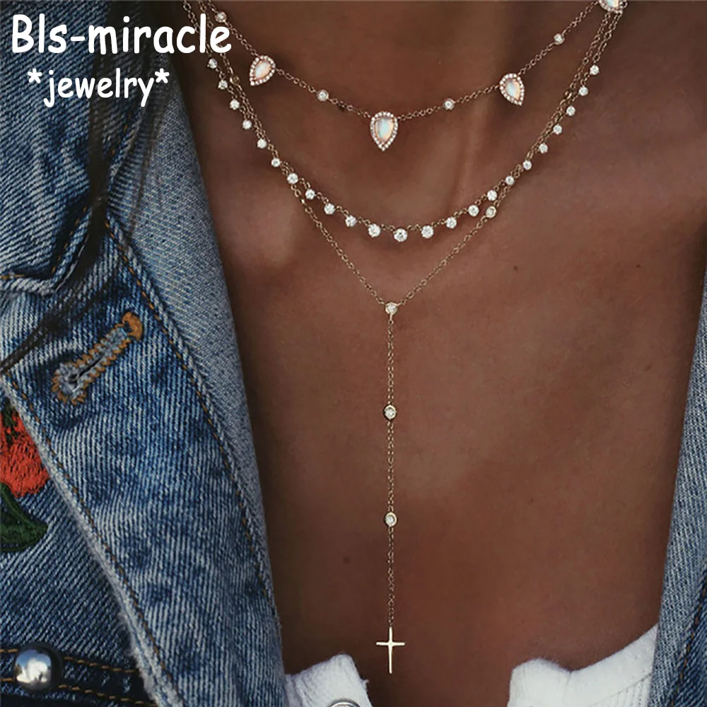 Женское винтажное ожерелье с подвеской крестом многослойное|Ожерелья подвеской|