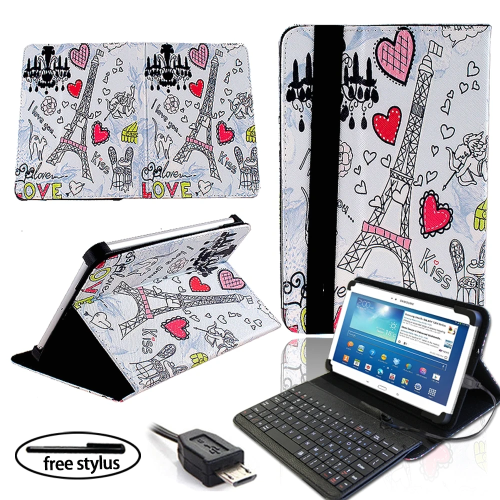 Складная Кожаная подставка для планшета Чехол-книжка Проводная клавиатура