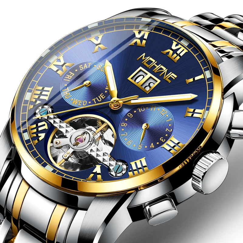 Золотые автоматические механические часы с турбийоном модные мужские роскошные