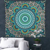 blue sketched floral medallion printed tapestry boho mandala wall hanging home tapestries art mural bedroom aesthetic room decor