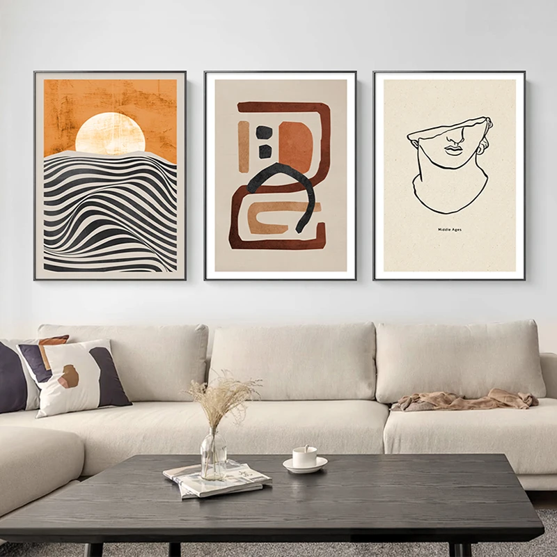 

Contemporary Line Drew Wall Art Poster Print Abstract Face Canvas Painting Scandinavian Living Room Decorative Picture Home Deco