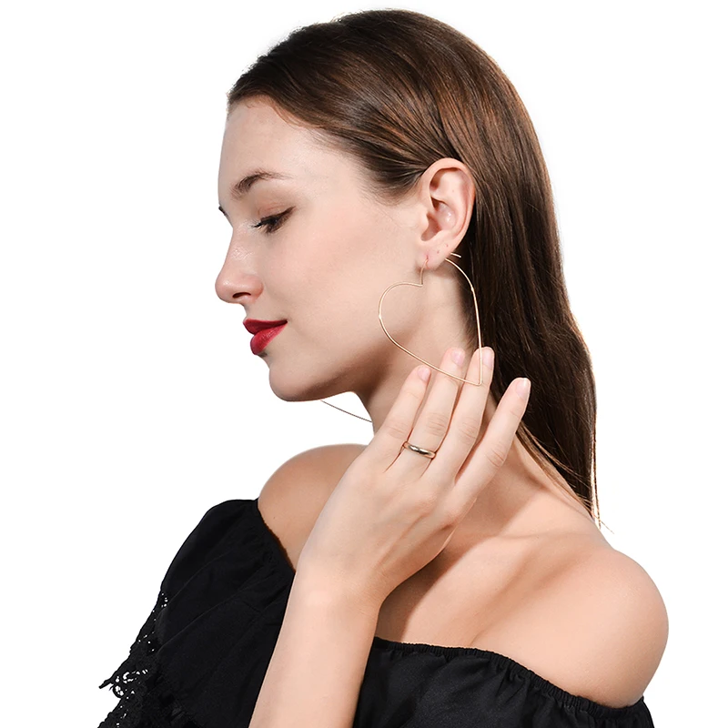 Женские серьги кольца в стиле панк M MISM металлические с сердечками и звездами