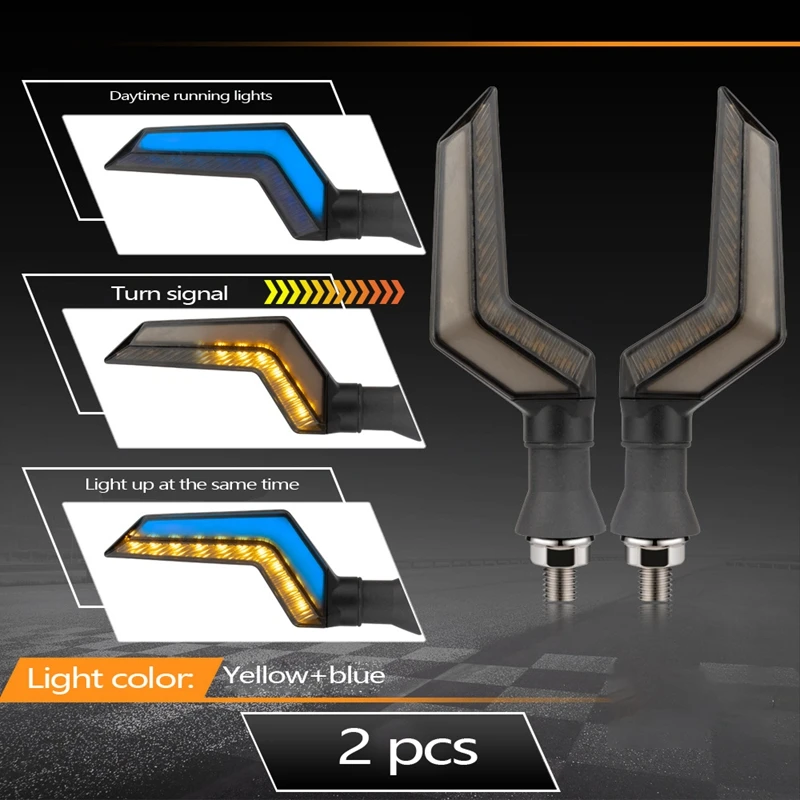 

Motorcycle Universal LED Signal Light Wing Shape Daytime Running Lights Double Flowing Flasher Indicator