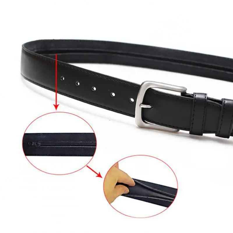 

Zipper Leather Belt Men Environmental Protection Pu Inner Clip Anti-theft Zipper Wallet Belt Luxury Designer Belts For Men 2021