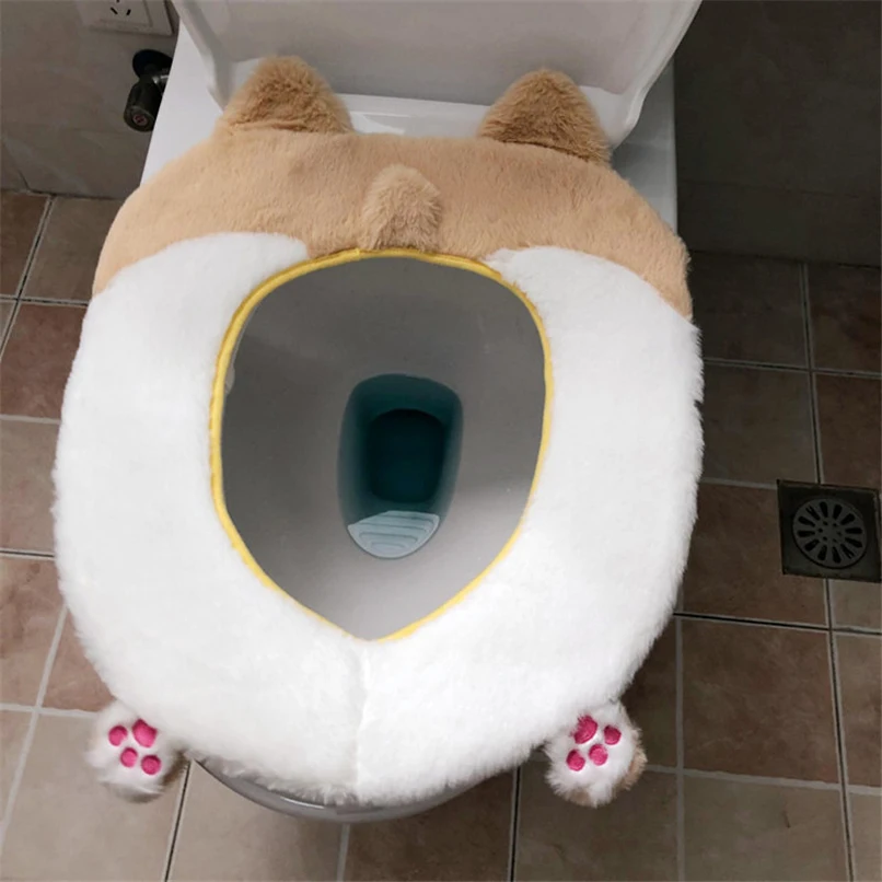 Мультяшный милый чехол на сиденье унитаза домашний коврик для наволочка набор