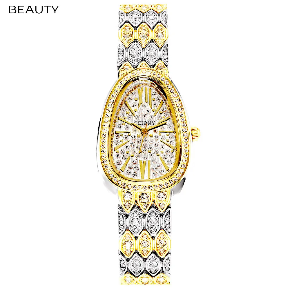 

Top Brand Luxury Women Watches Quartz 2021 New Style Snake Shaped Ladies Watch With Rhinestone Fashion Unique Watch Women