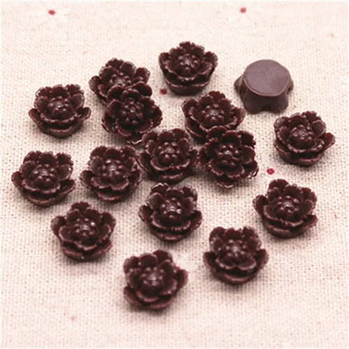 coffee 50pcs 50 шт 15 мм смесь цветов смолы цветок FlatBack Кабошон DIY Ювелирные изделия/украшения для телефона - Цвет: coffee 50pcs