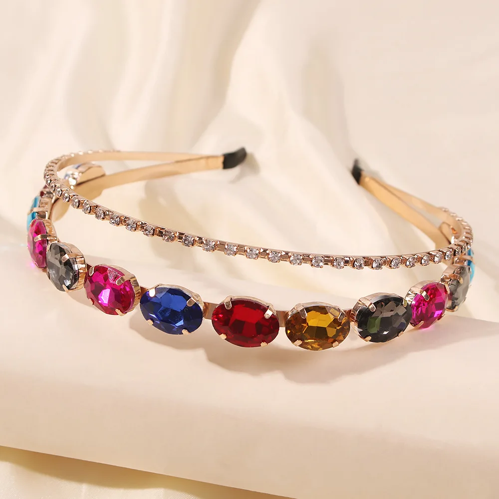 

F2331 Trendy Headband Women Fashion Baroque Rhinestone Zircon Stone Pearl Creative Alloy Headwear Hair Hoop Accessories